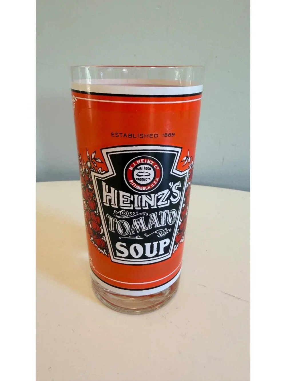 Vintage Georges Briard Heinz Soup Can Design Drinking Glasses Set of 3